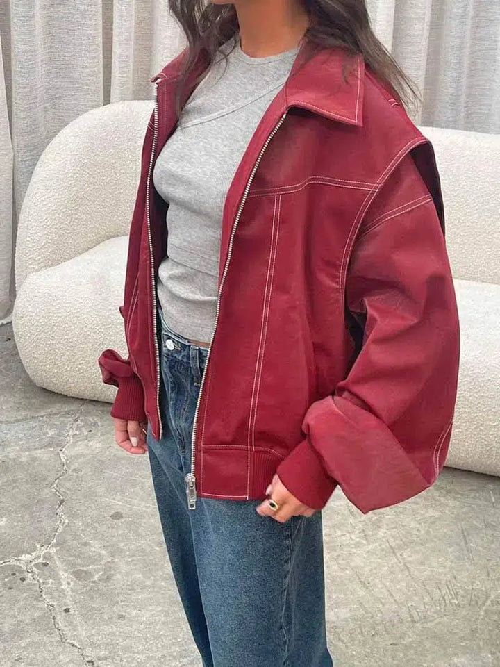 Duttini | Glossy vegan leather bomber jacket