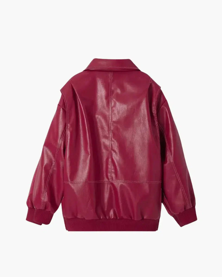 Duttini | Glossy vegan leather bomber jacket