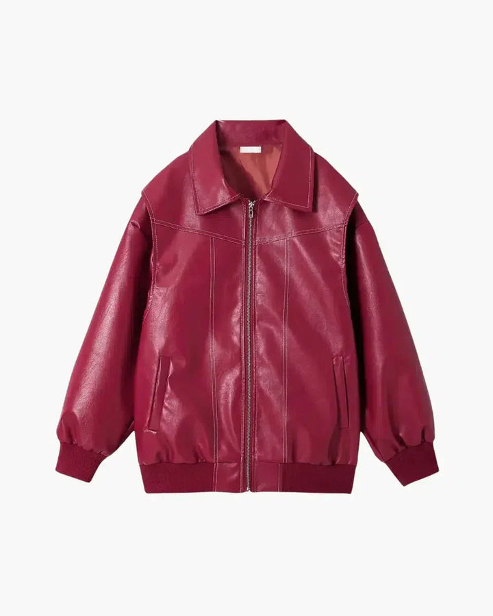 Duttini | Glossy vegan leather bomber jacket
