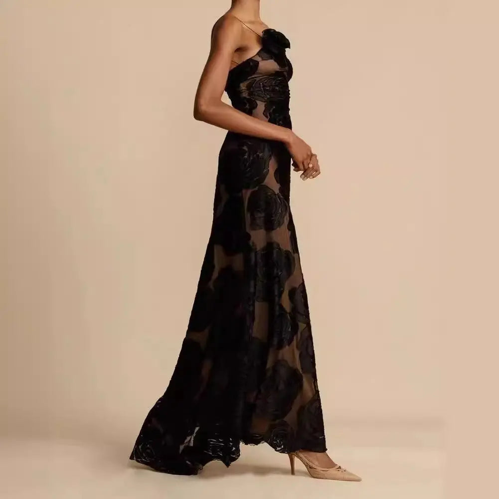 Duttini | Strapless Floral Evening Gown