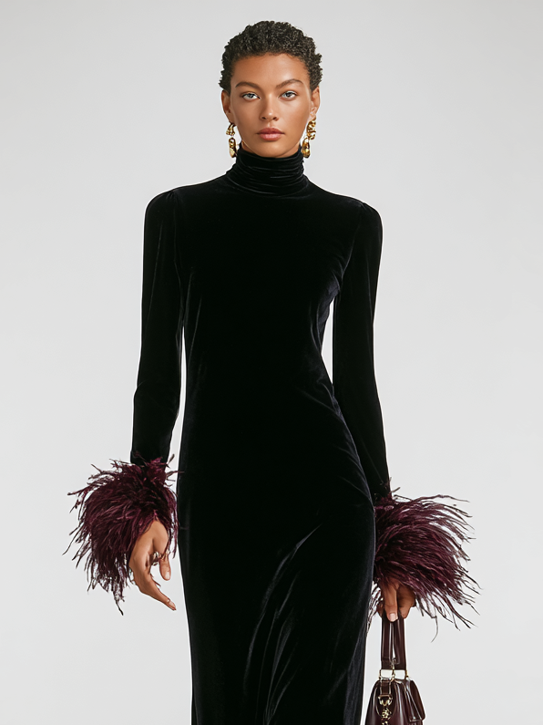 Duttini | Velvet Patchwork Evening Dress