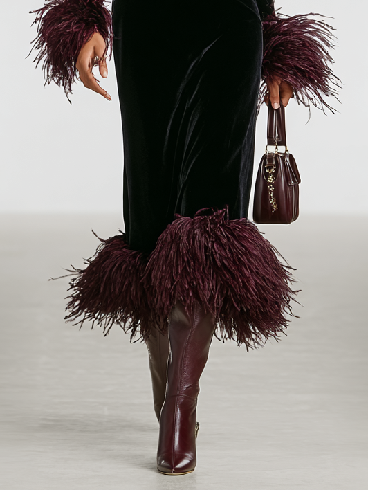 Duttini | Velvet Patchwork Evening Dress