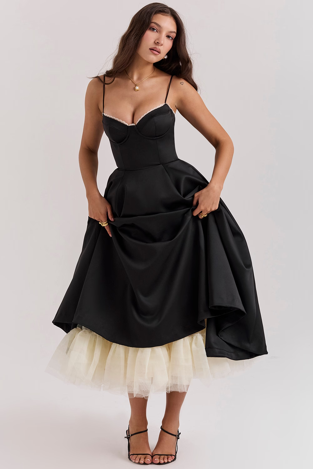Duttini | Corset Bodice Midi Cocktail Dress