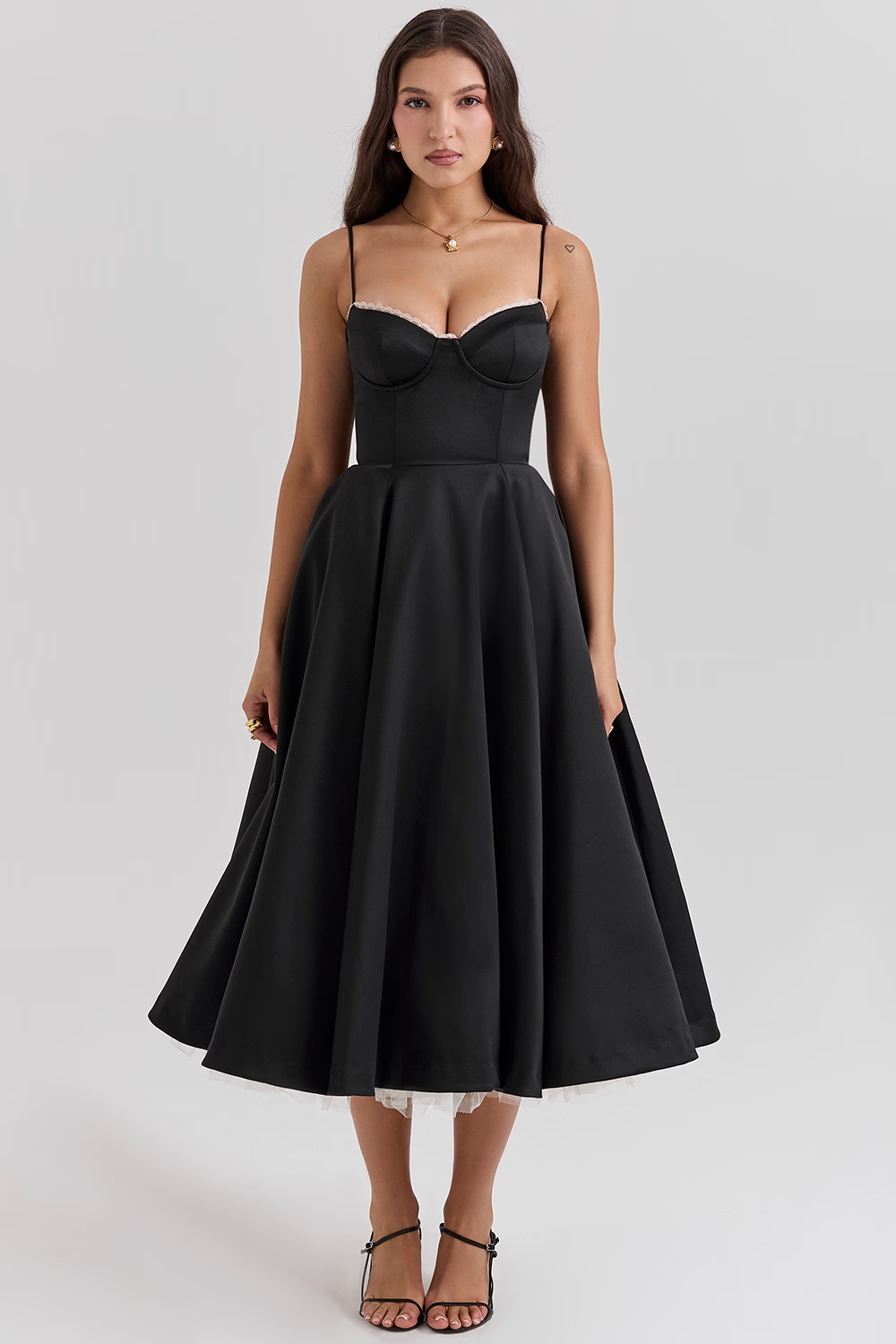 Duttini | Corset Bodice Midi Cocktail Dress