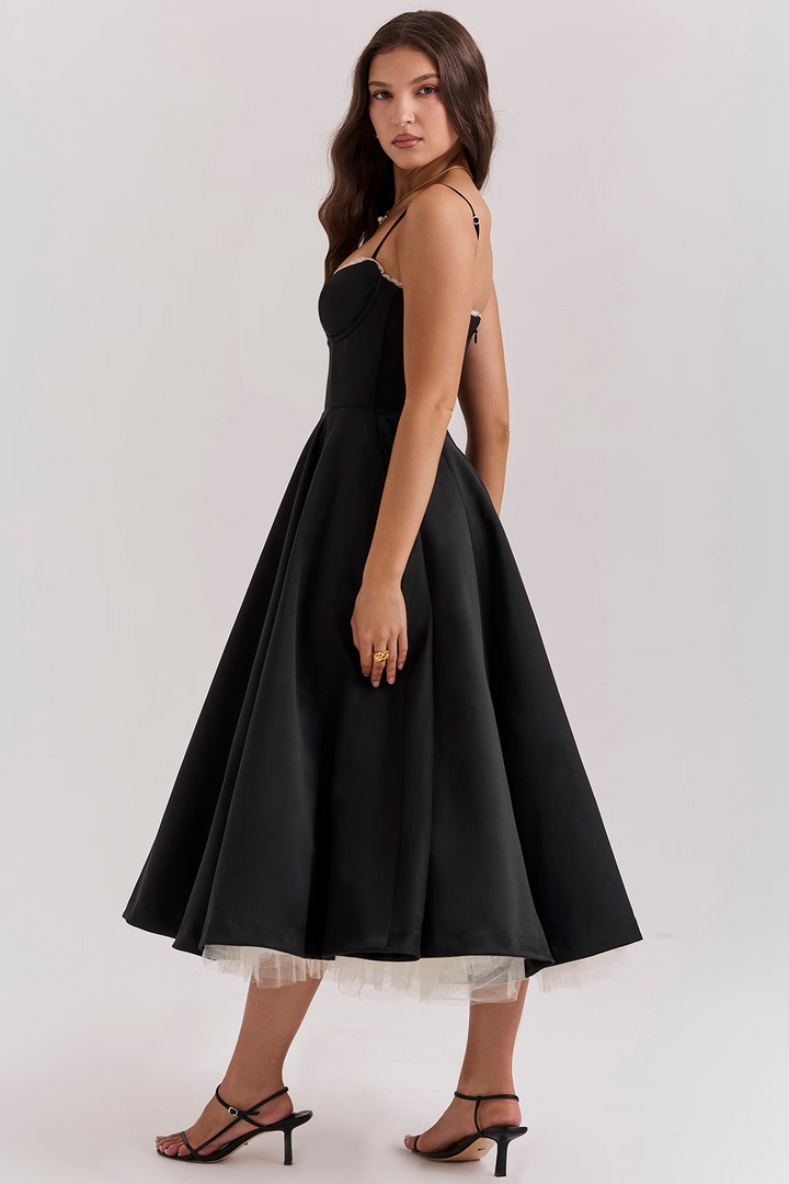 Duttini | Corset Bodice Midi Cocktail Dress