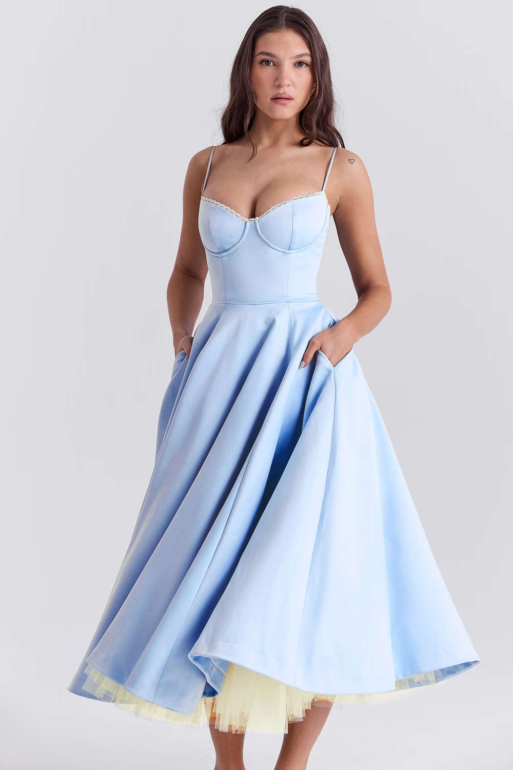Duttini | Corset Bodice Midi Cocktail Dress