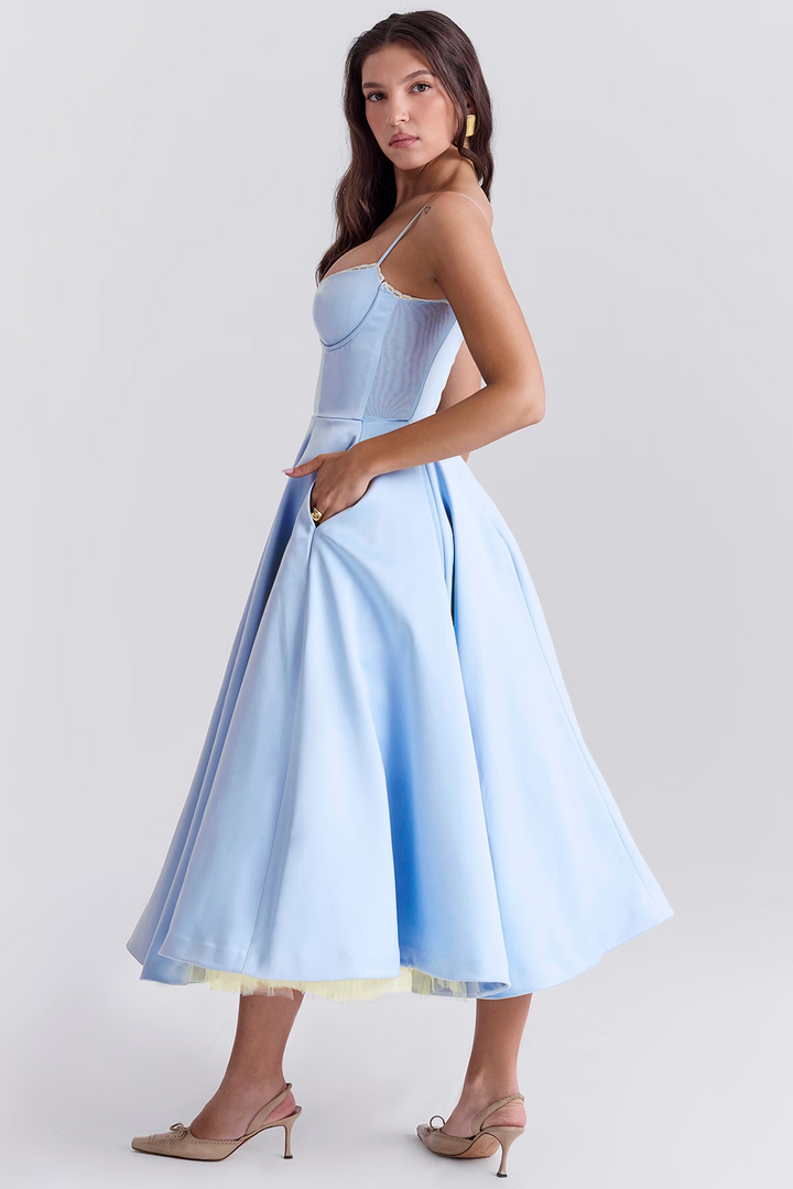 Duttini | Corset Bodice Midi Cocktail Dress