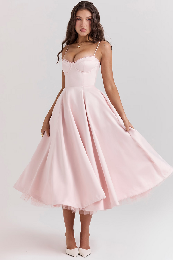 Duttini | Corset Bodice Midi Cocktail Dress