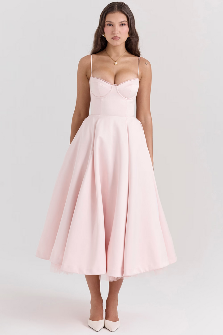 Duttini | Corset Bodice Midi Cocktail Dress