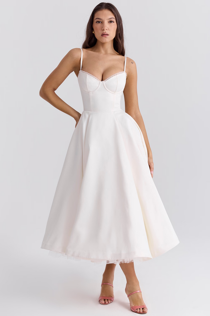 Duttini | Corset Bodice Midi Cocktail Dress