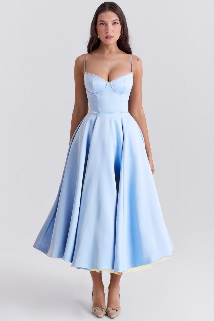 Duttini | Corset Bodice Midi Cocktail Dress