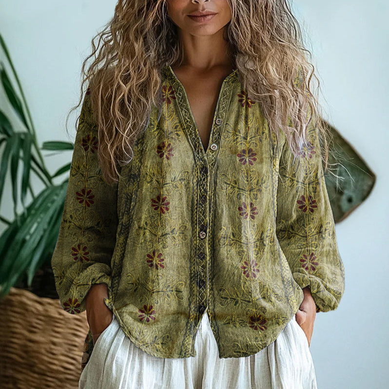 Duttini | Flowing Relaxed Blouse With Nature Print