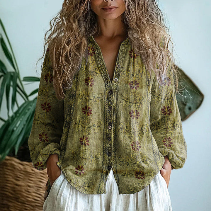 Duttini | Flowing Relaxed Blouse With Nature Print