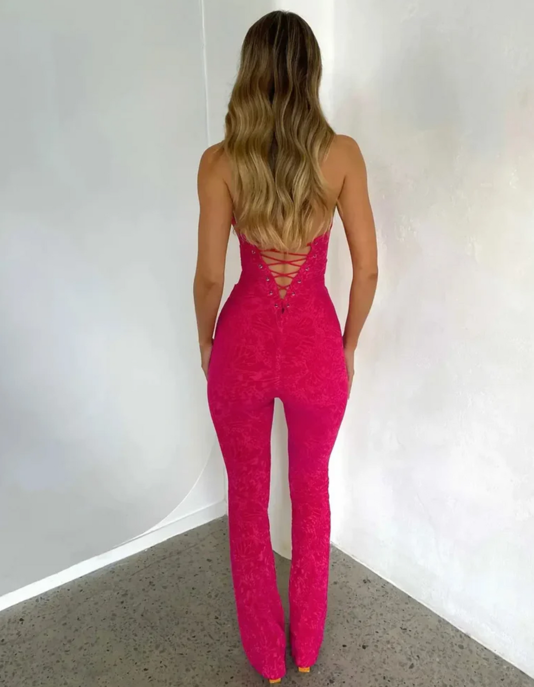 Duttini | Strappy Corset Detail Lace Jumpsuit