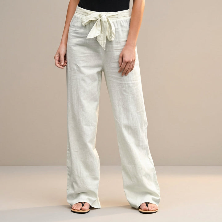 Duttini | Modern High-Waist Wide-Leg Trousers With Self-Tie Waistdetail