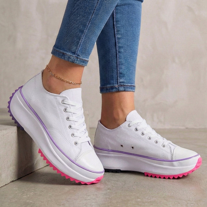 Duttini | Classic Canvas Platform Orthopedic Sneakers With Contrast Toe Cap