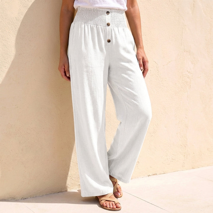 Duttini | Statement Relaxed Wide Leg Pants With Shirred Waistband