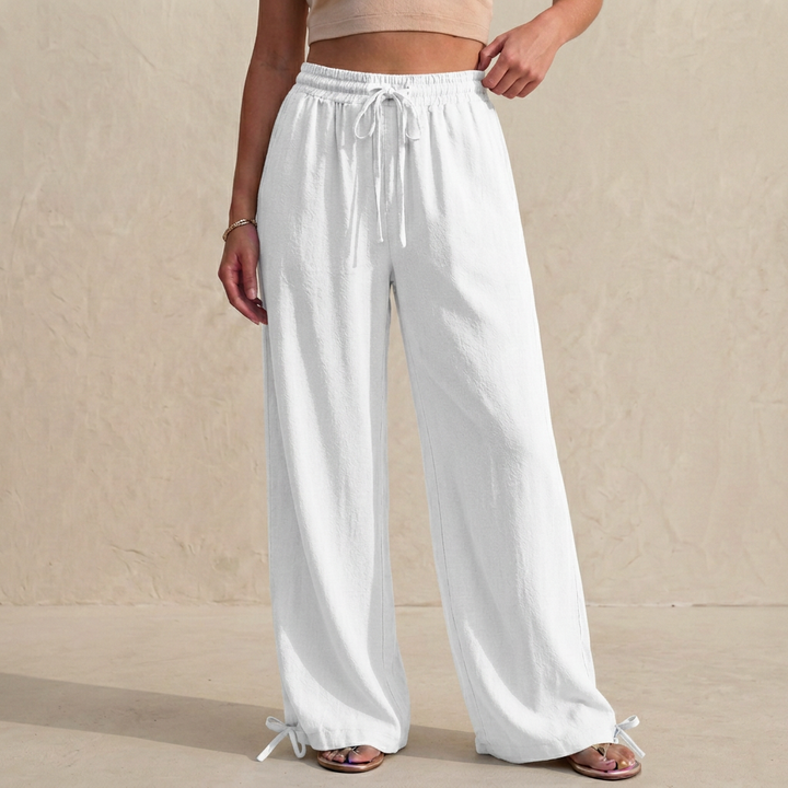 Duttini | Sophisticated Relaxed Wide-Leg Trousers With Drawstring And Ankle Tie Detail