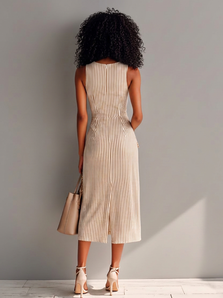 Duttini | White Cotton Striped Dress