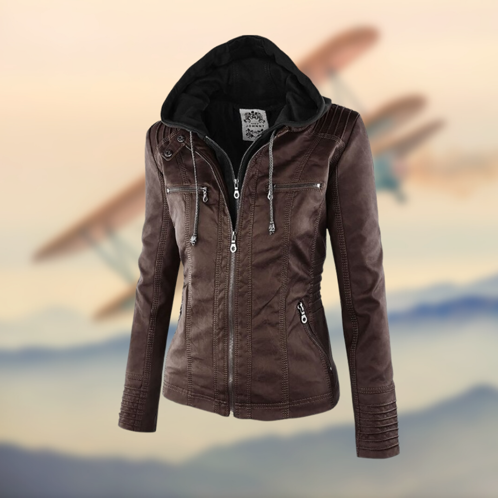Duttini | Women's Zip-Up Biker Jacket