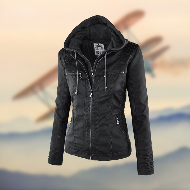 Duttini | Women's Zip-Up Biker Jacket
