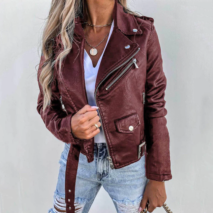 Duttini | Women's Zip-Up Biker Jacket