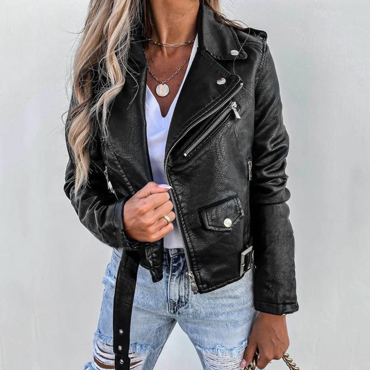 Duttini | Women's Zip-Up Biker Jacket