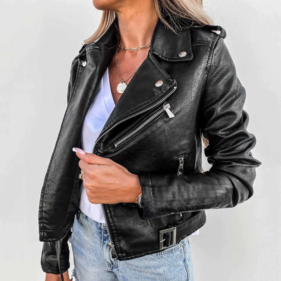 Duttini | Women's Zip-Up Biker Jacket