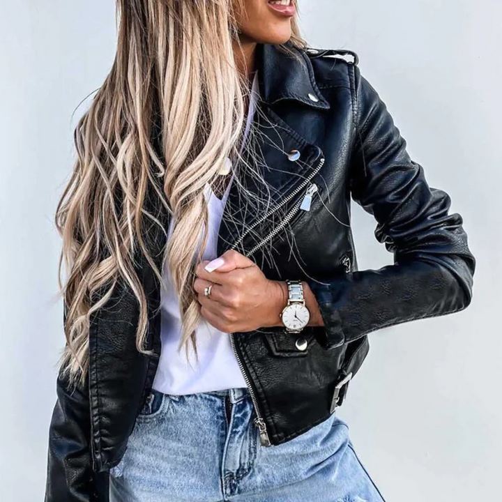 Duttini | Women's Zip-Up Biker Jacket