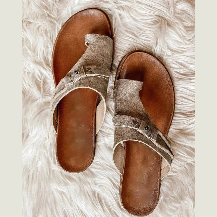 Duttini | Premium Flat Toe Ring Sandals Slip-On Boho Summer Slides
