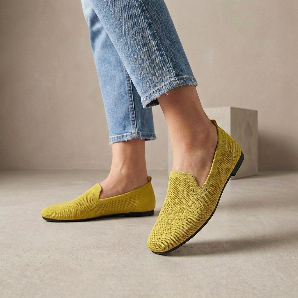 Duttini | Lightweight Breathable Knit Slip-On Flats For Effortless Summer Strolls