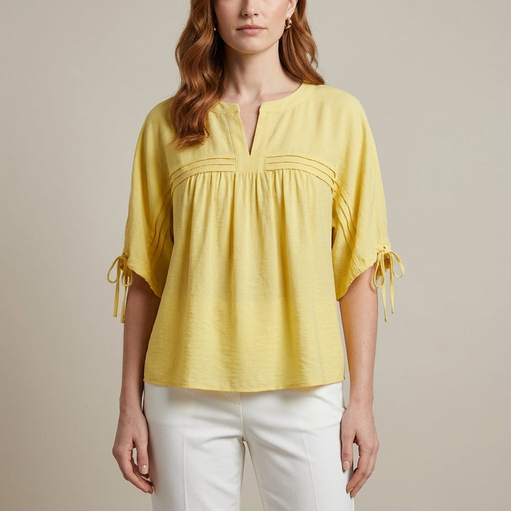 Duttini | Luxe Buttercup Breeze Gathered Sleeve Relaxed Blouse