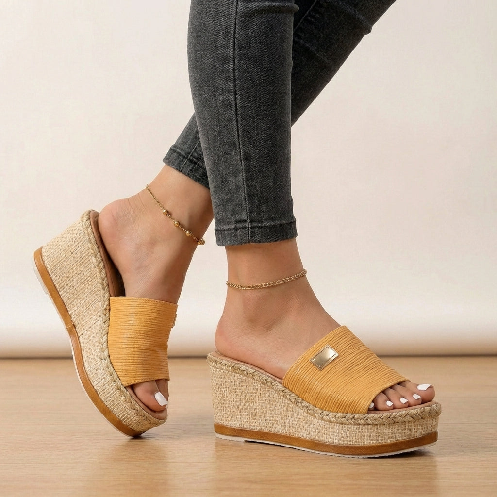 Duttini | Premium Textured Strap Espadrille Wedge Sandals