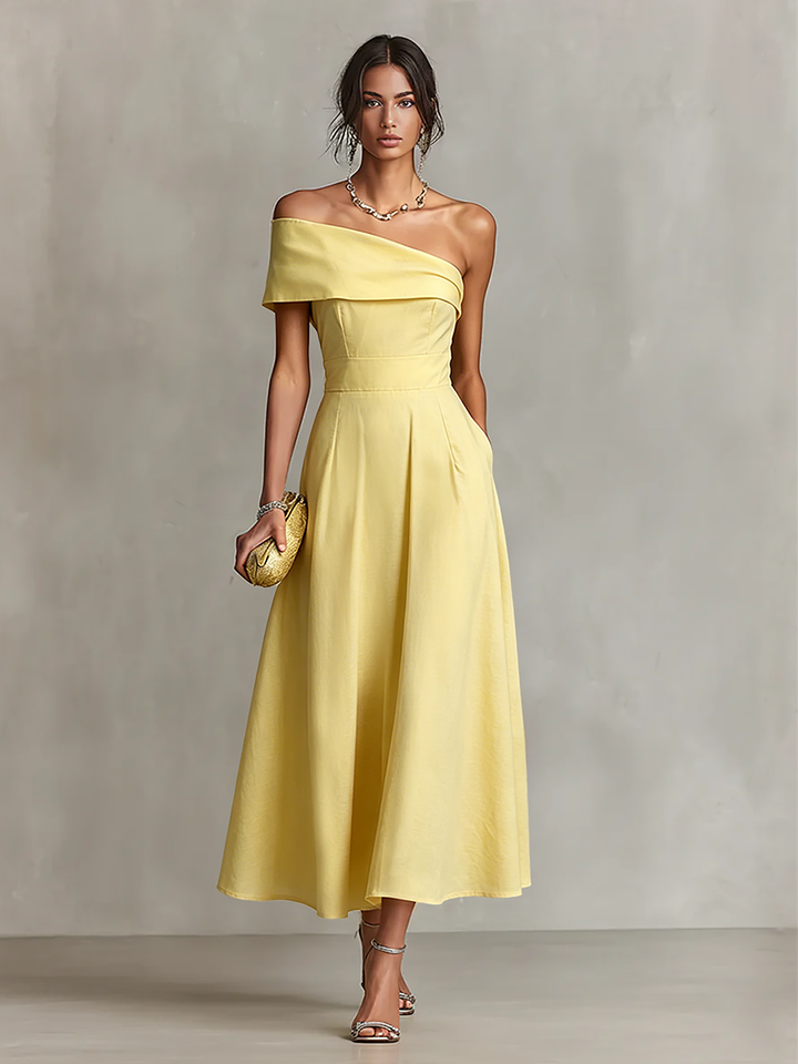 Duttini | Yellow Linen Evening Dress