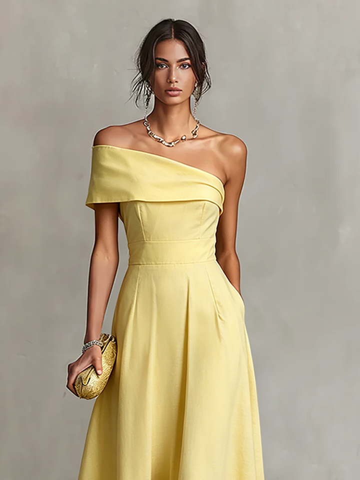 Duttini | Yellow Linen Evening Dress