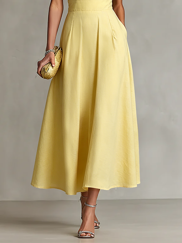 Duttini | Yellow Linen Evening Dress