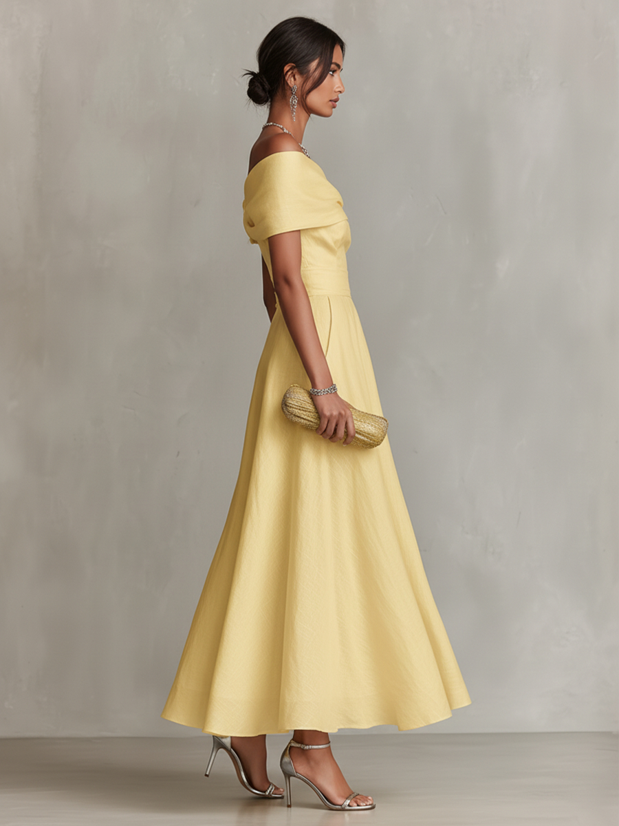 Duttini | Yellow Linen Evening Dress