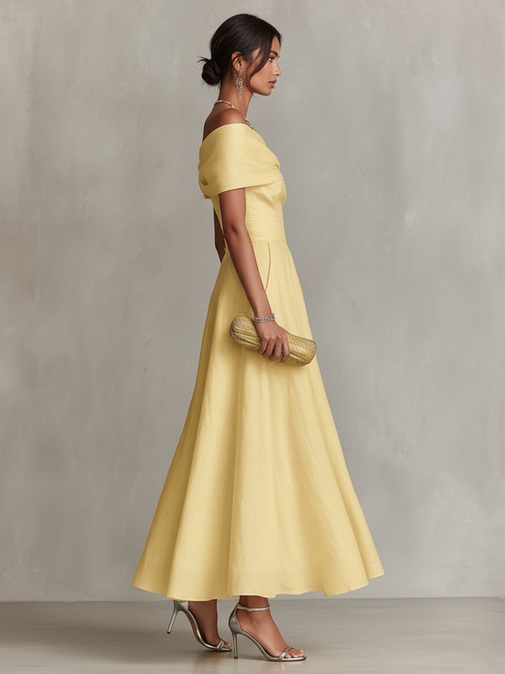 Duttini | Yellow Linen Evening Dress