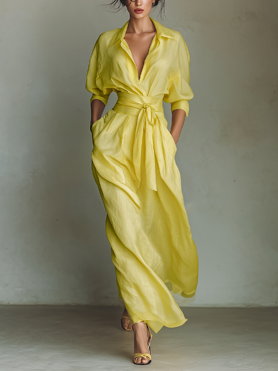 Duttini | Yellow Linen Dress