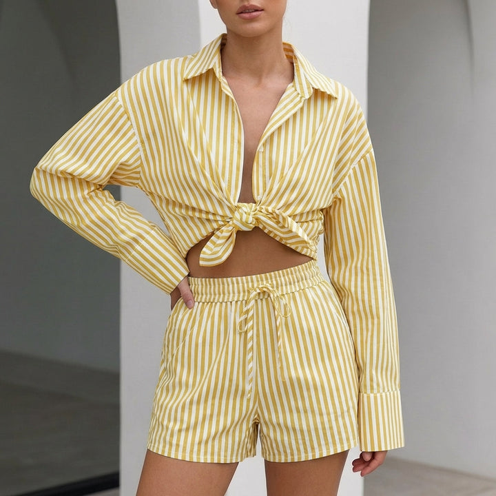 Duttini | Romantic Oversized Collared Shirt And Relaxed Wide-Leg Shorts Set