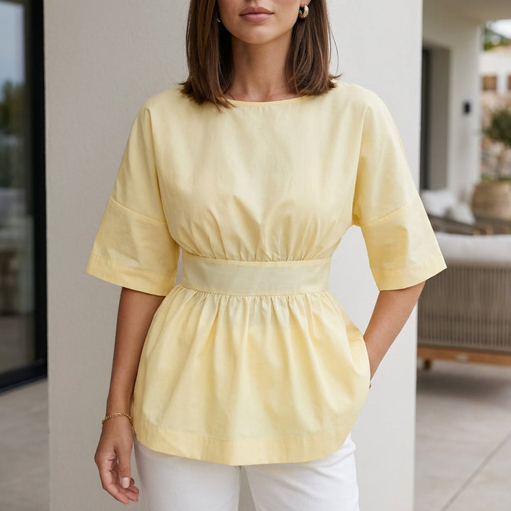 Duttini | Romantic Peplum Blouse With Soft Waist Detail And Relaxed Fit