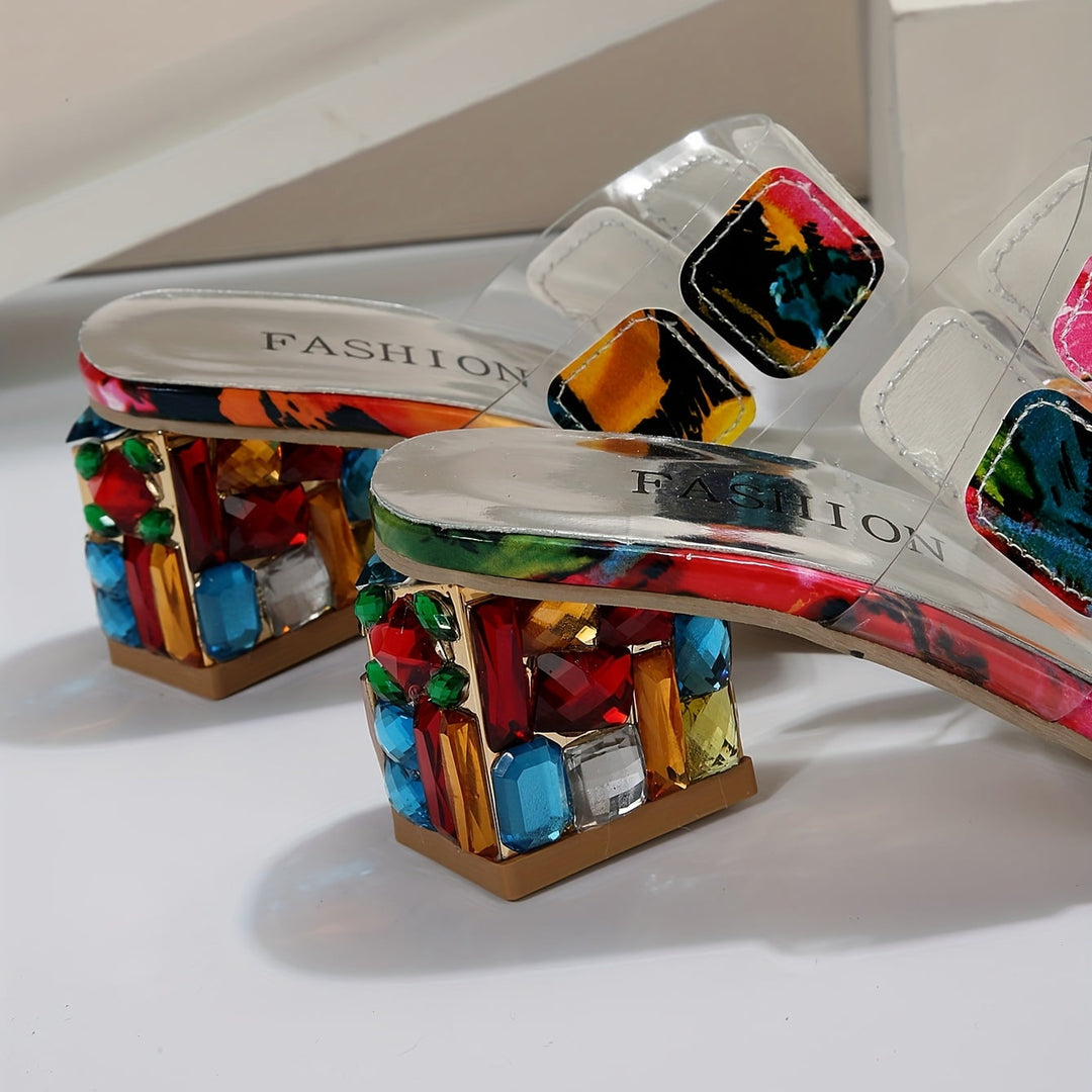 Duttini | Cushioned Open Toe Decorative Block Heel