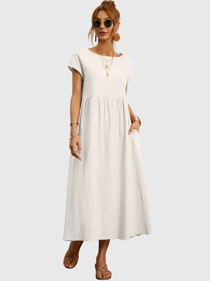 Duttini | Casual Pocket Dress for Women in Cotton Blend, Relaxed Fit, Navy