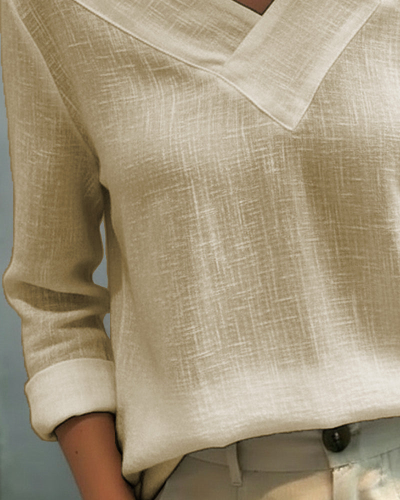 Duttini | Timeless Asymmetric V-Neck Long Sleeve Top