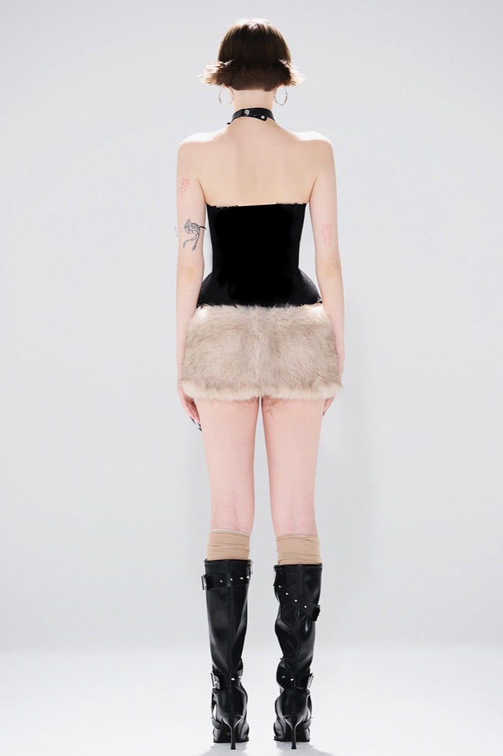 Duttini | Solid Color Backless Tube Fleece Two Piece Set