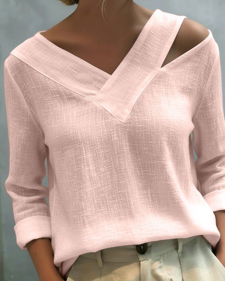 Duttini | Timeless Asymmetric V-Neck Long Sleeve Top