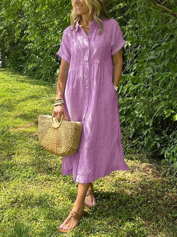 Duttini | Graceful Striped Button-Up Shirt with Graceful Drape