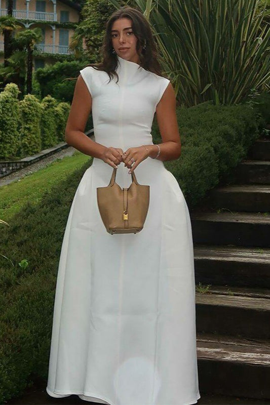 Duttini | Solid Sleeveless Ruched Waist Dress
