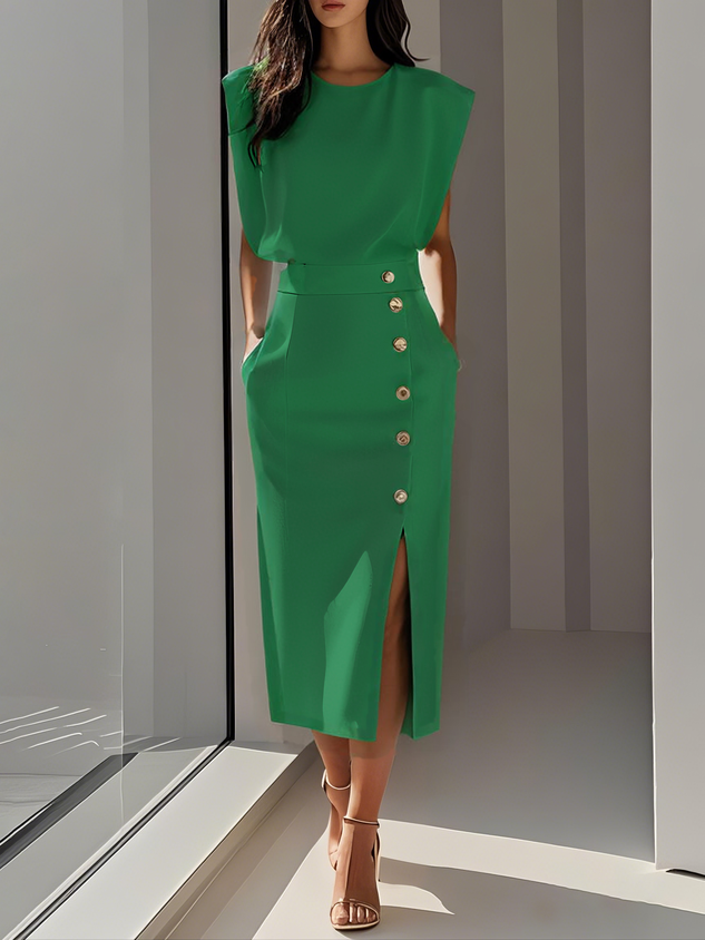 Duttini | Effortless Charm Midi Dress with a Flattering Silhouette