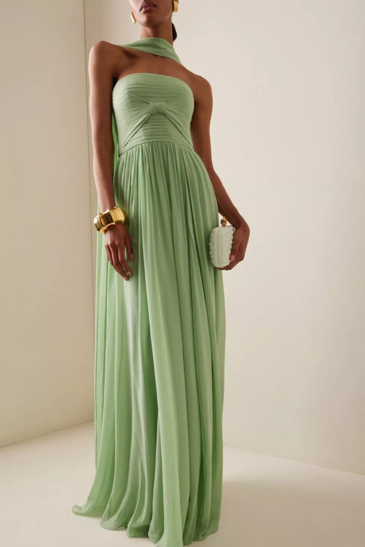 Duttini | Strapless Ruched Maxi Dress